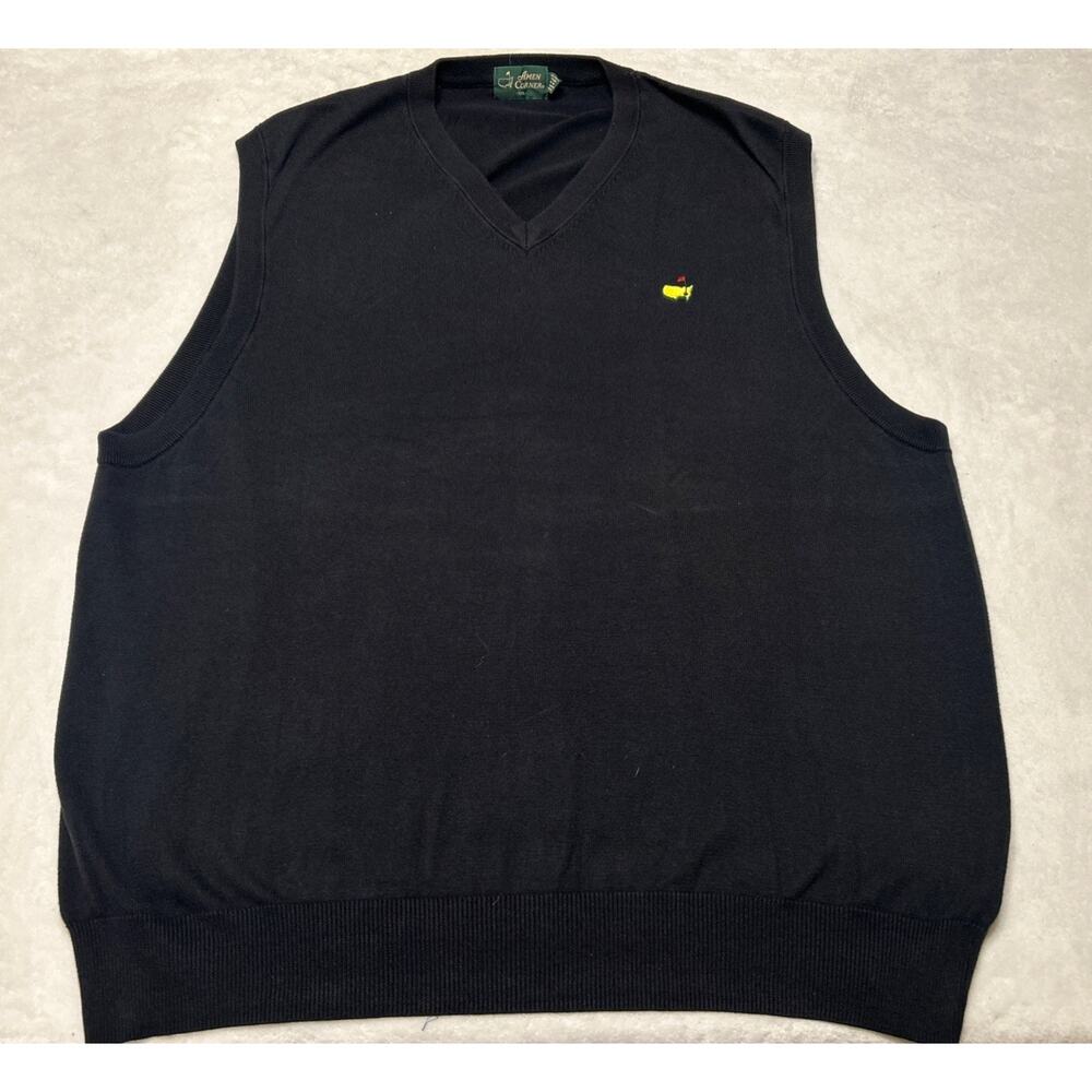 Masters Golf Amen Corner Sweater Vest Mens 2XL Pullover V-Neck Black Cotton Pima